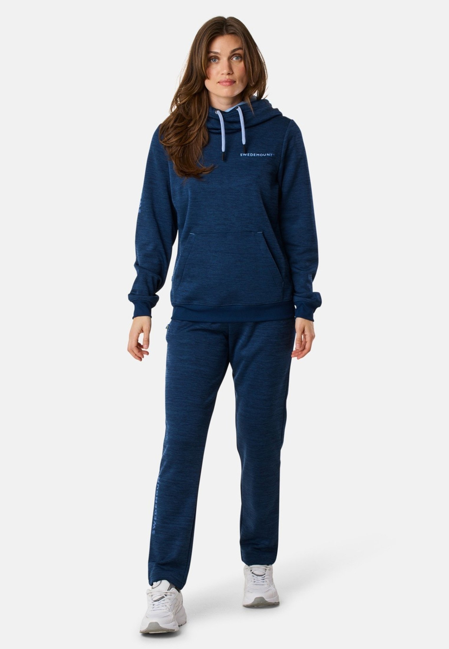 Felpa con cappuccio Swedemount - blu navy mélange azzurro chiaro