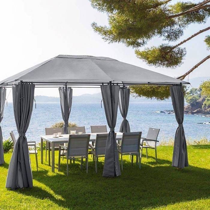 Pavillonüberdachung „Santorini“, schiefergrau, 4 x 3 m, Polyester – Hespéride