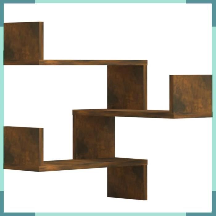 Estantería de esquina ASHATA, 2 unidades, roble ahumado, 40x40x50 cm, madera -FHE815205