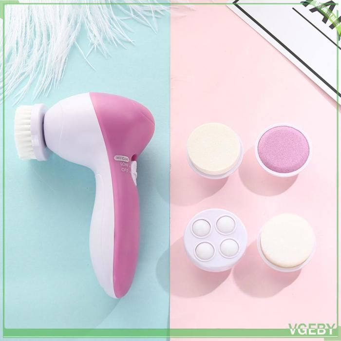 Spazzola per la pulizia del viso - FAFEICY - 5 in 1 - Portatile - 2 velocità - Rosa