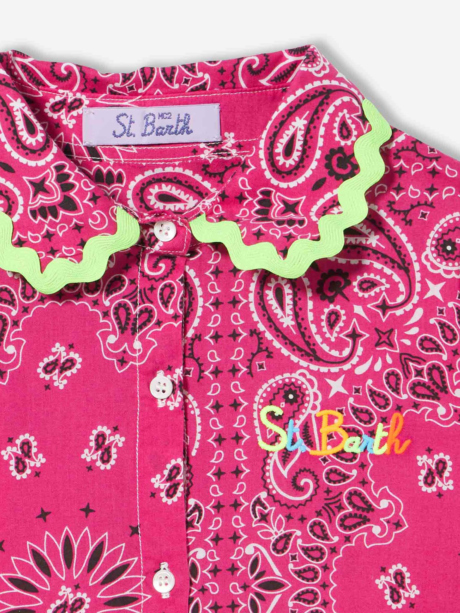 Fuchsiafarbenes Kleid für Mädchen mit Bandana-Muster