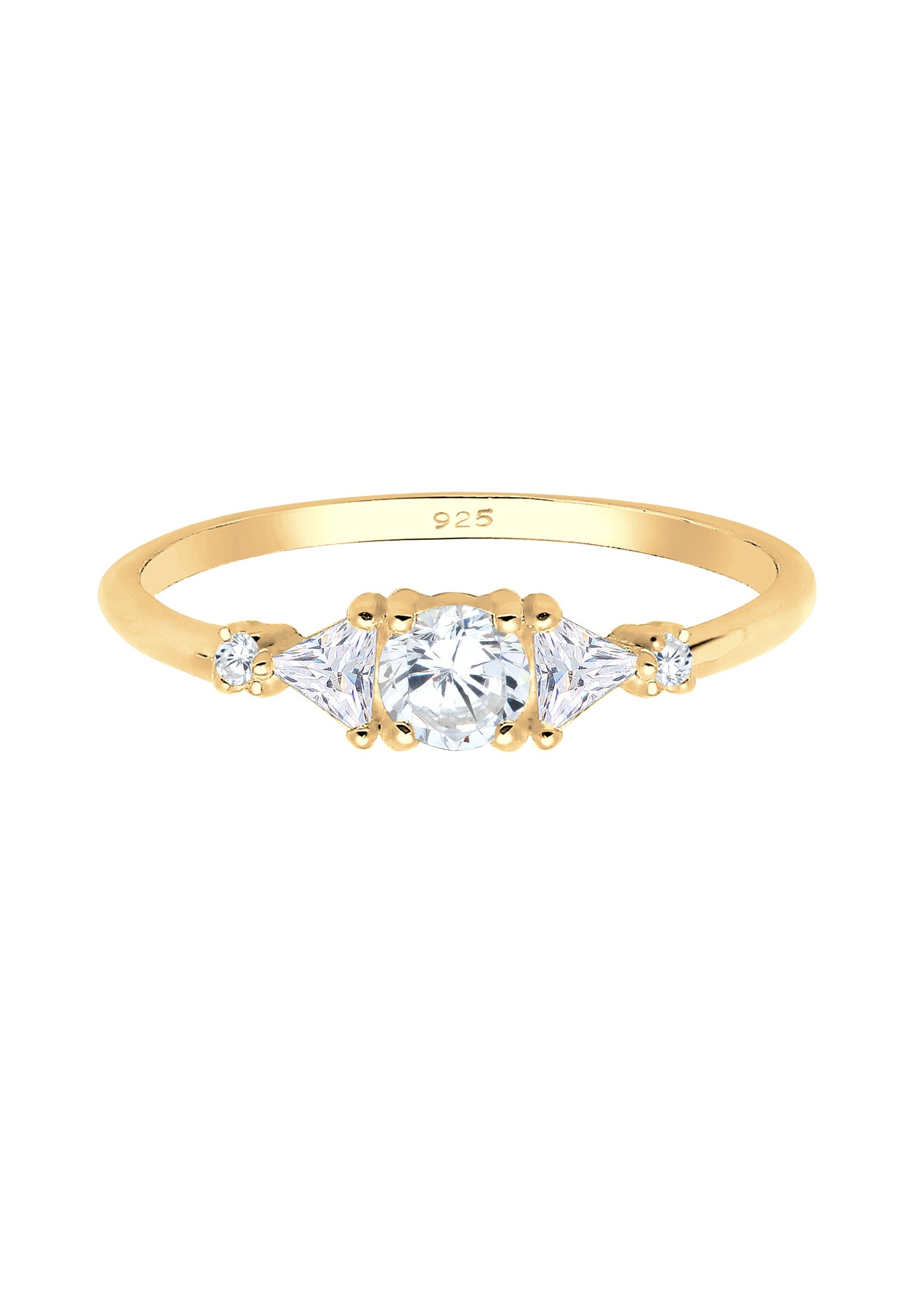 Elli PREMIUM Elli PREMIUM Bague Femmes Filigrane Géo étincelant avec cristaux de zirconium en argent sterling 925 plaqué or