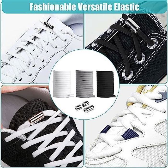 6 pares de cordones elásticos gratuitos con hebillas metálicas universales para calzado deportivo infantil.