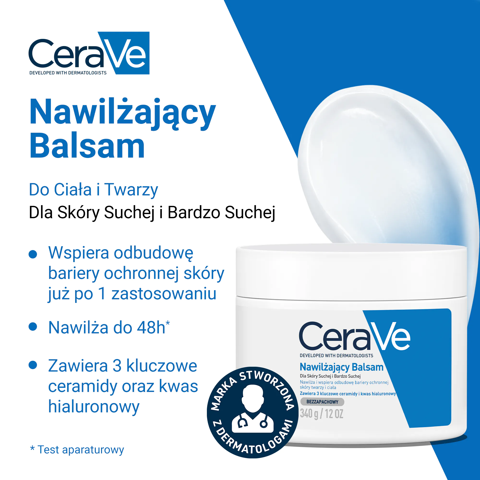 CeraVe Nawilżający balsam do skóry suchej i bardzo suchej, 340 g