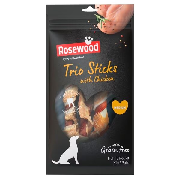 Средњи трио штапићи од ружиног дрвета Hondensnacks<br>3 x 30 г