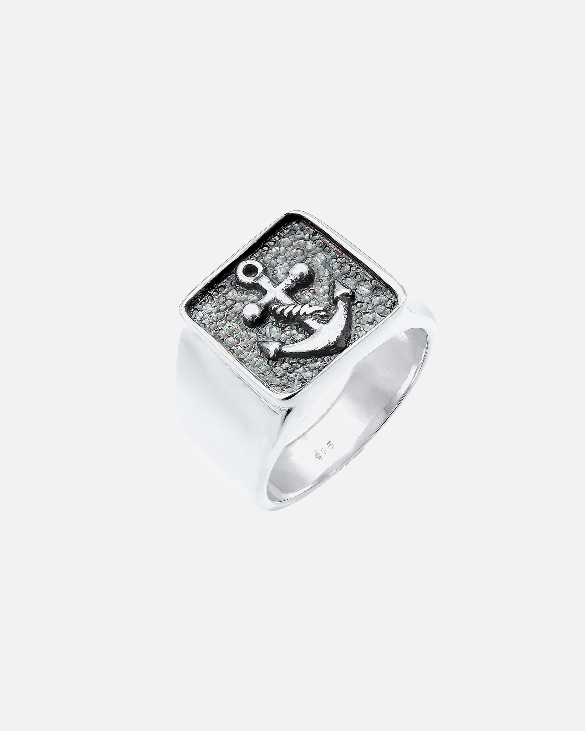 KUZZOI Hommes sceau ancre basique en argent sterling 925 oxydé