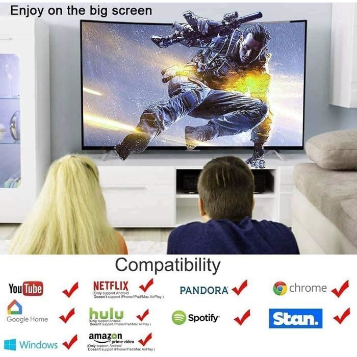 Chiavette di streaming HDMI, dongle wireless WiFi per display, adattatore TV HDMI 1080p, ricevitore dongle HDMI, bicchiere d'acqua con o senza stelo