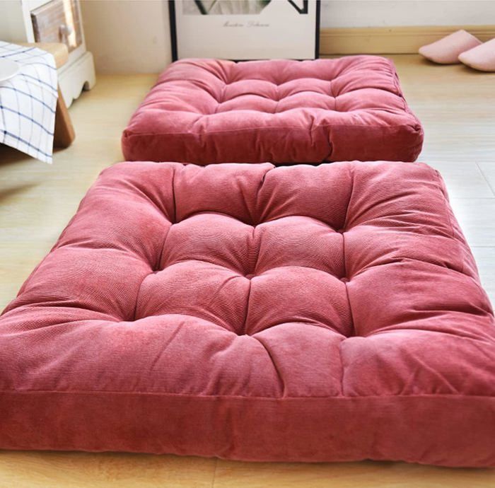 1 piece Seat Cushion Chair Cushion, 55x55x10cm Floor Cushion, Polyester Cover and Cotton Filling, Red
