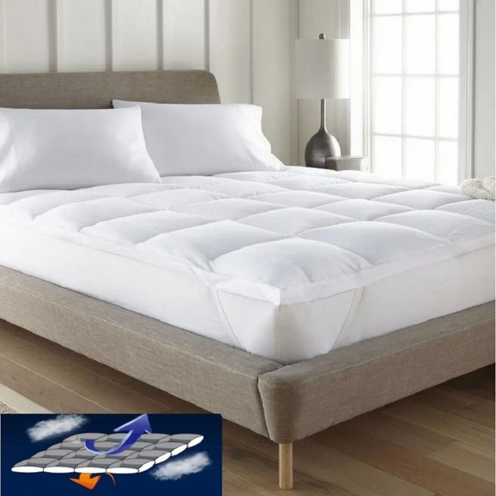 ALPES BLANC - Cubrecolchón suave de 5 cm - 160x200cm - Comodidad superior, funda de percal de algodón suave, transpirable y duradera