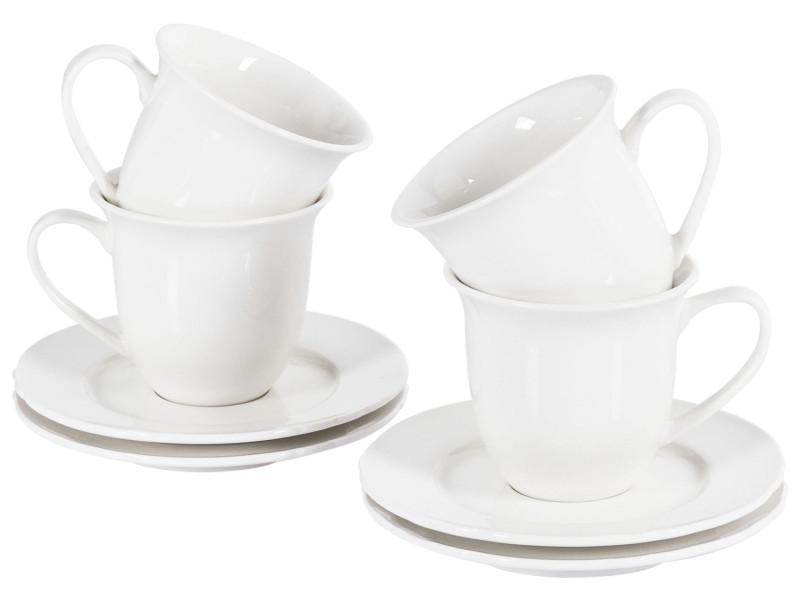 Zestaw 4 filiżanek ze spodkami z porcelany biały