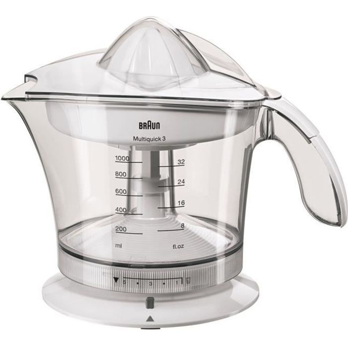 BRAUN MPZ9 Citrus Juicer - Bidirectional Rotation - Adjustable Pulp Control - White