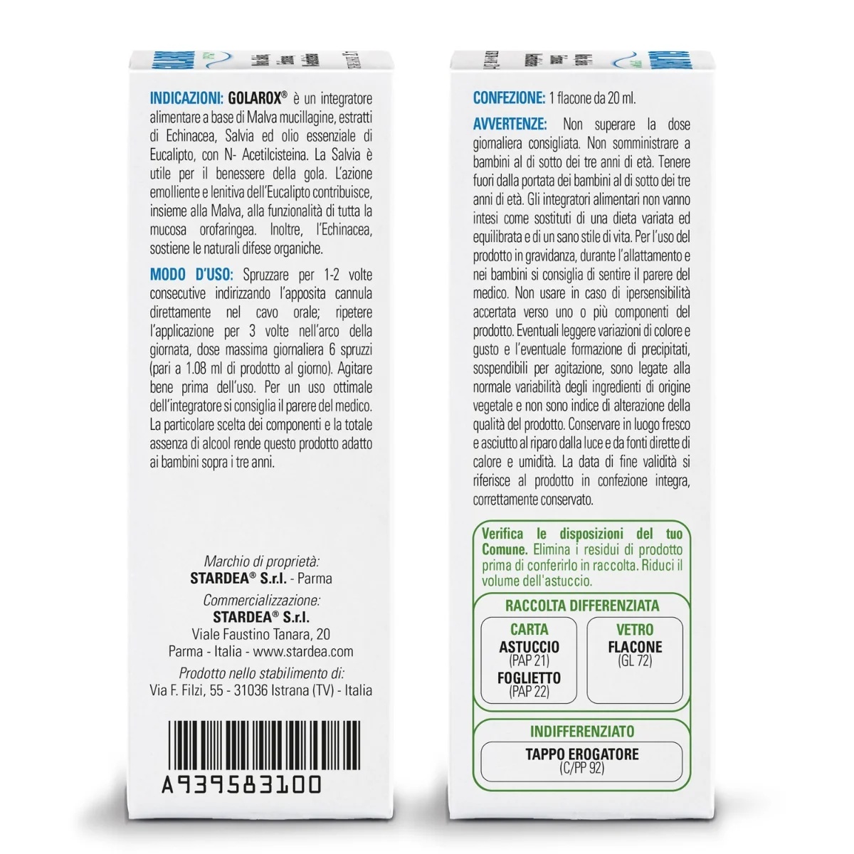 STARDEA Golarox Halsspray, Nahrungsergänzungsmittel 20 ml, Halsschmerzen