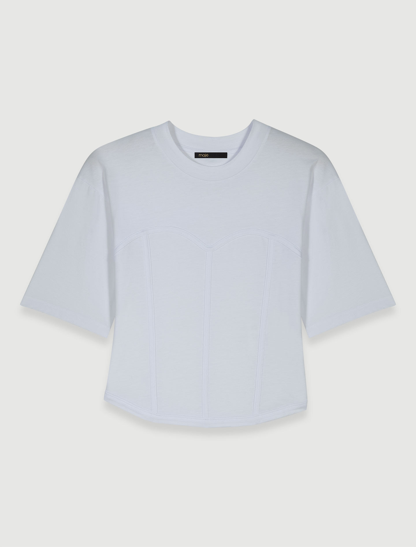 Tricou cu efect de corset - Alb