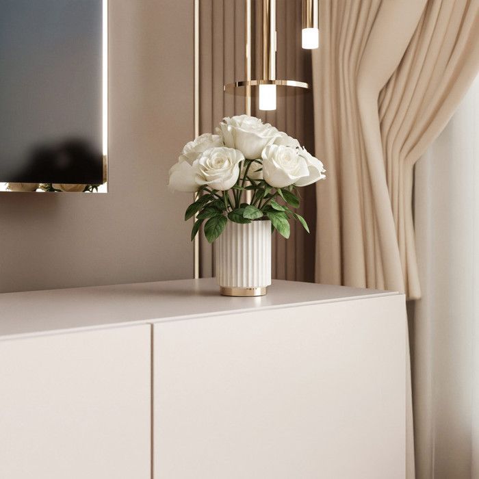 Meuble TV ANGEL - avec LED - 200x40x49 cm - 4 portes sans poignées - Cachemire