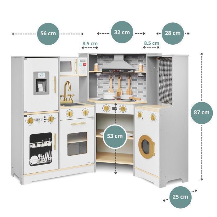 Cuisine Enfant - MAMABRUM - XXL - Bois - Éléments interactifs - Éclairage LED