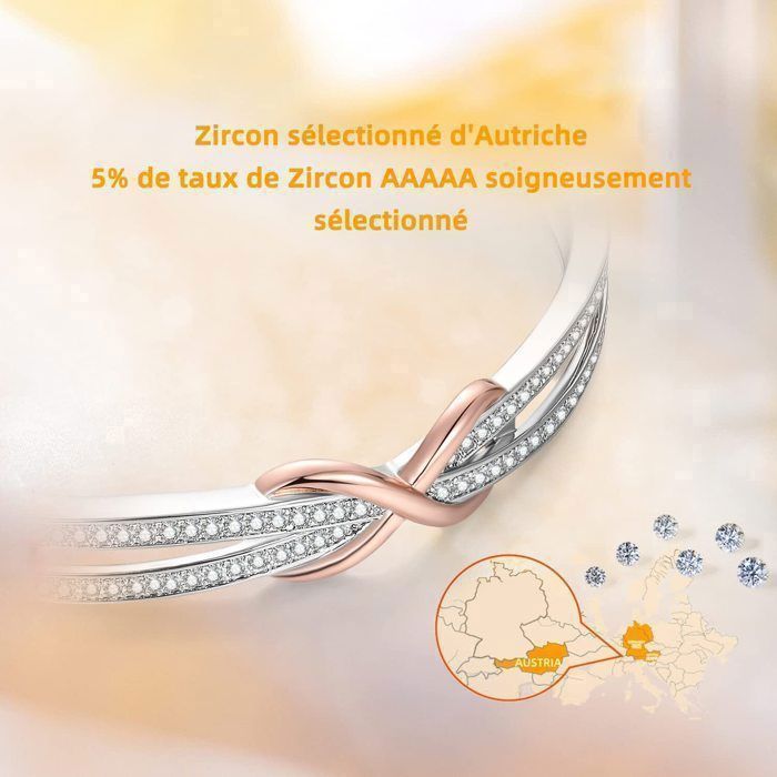 Bracelet Femme - Bracelet -Femme Infini -18cm -Avec des Cristaux-Or Rose-Cadeau Fête des Mères Anniversaire Femme Maman,Noël,mariage