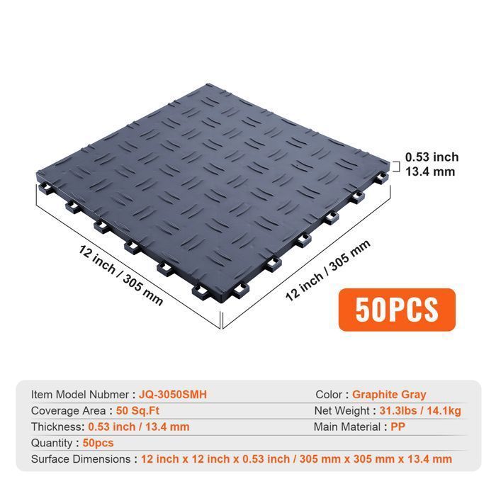 Baldosas para suelo de garaje - Duoku - 30 x 30 cm - Antideslizantes - Doble cara - Gris grafito