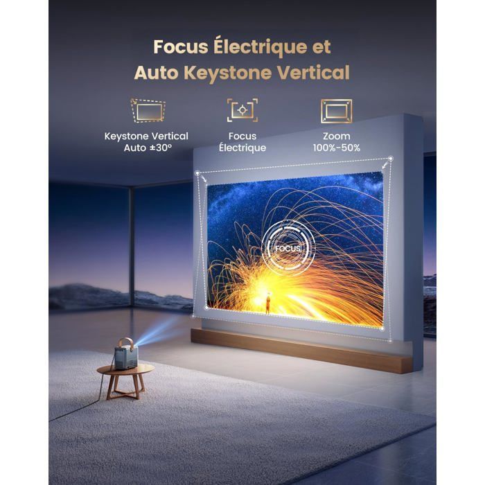 ZOKKO 4K draagbare projector - 4K UHD-resolutie - Ingebouwde Netflix-compatibiliteit - 800 ANSI lumen helderheid