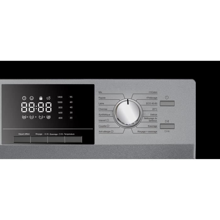 Voorlader wasmachine - CONTINENTAL EDISON - CELL10140S3 - 10 kg - Inductiemotor - 60 cm - 1400 tpm - Zilver
