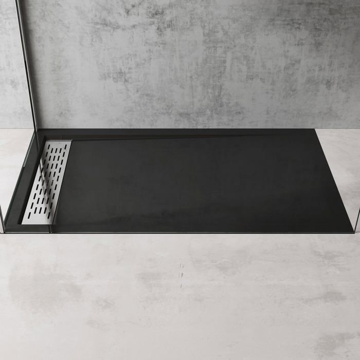 Plato de ducha Doporro negro 90x120cm Xetro4 rectangular extra plano de 5cm + desagüe AL02