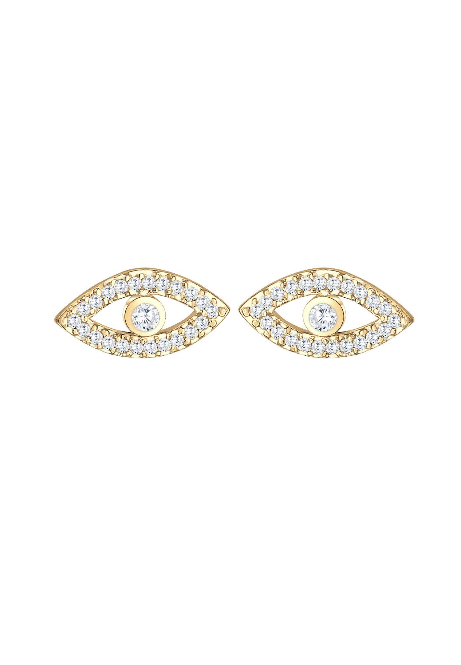 Elli Evil Eye Clous d'Oreilles Femme-Plaqué Or Argent (925/1000) Argent avec Cristaux Zircone