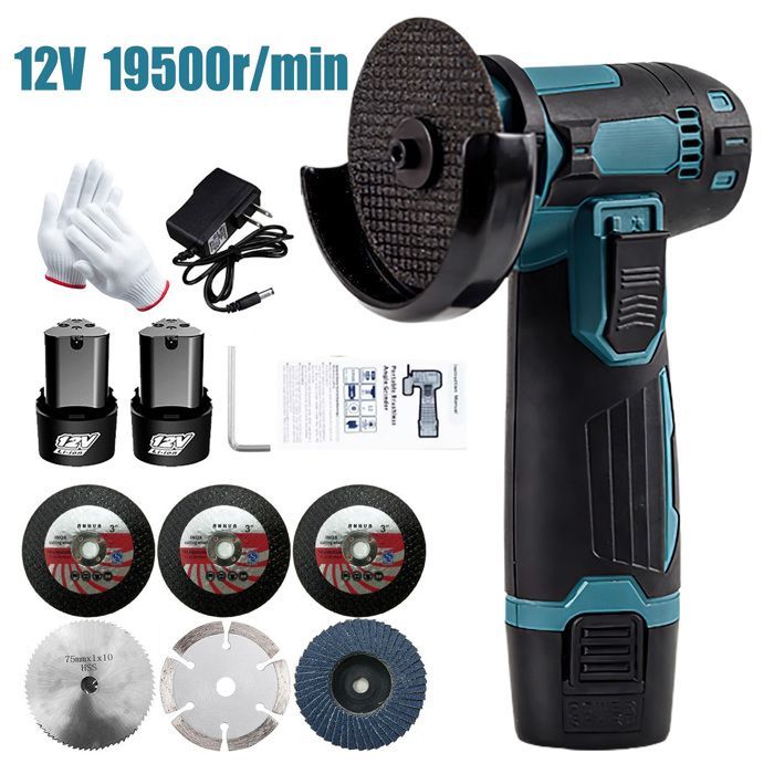 Mini smerigliatrice angolare, utensile per smerigliare, utensile per lucidare, smerigliatrice diamantata, elettroutensile senza fili, 2 batterie