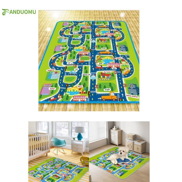 Tapis de Jeux Bébé Enfant - Zuorior - Circuit Voiture de Course - Pliable Imperméable Non Toxique - 160x130CM