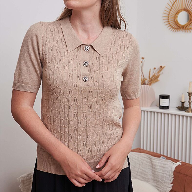 Naisten poolopaita Beige