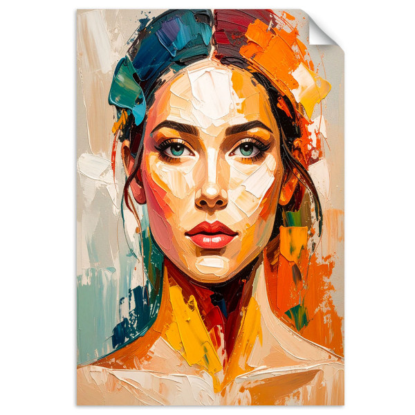 Naklejka samoprzylepna Feeby Portret Pieknej Kobiety efekt farby 20x30