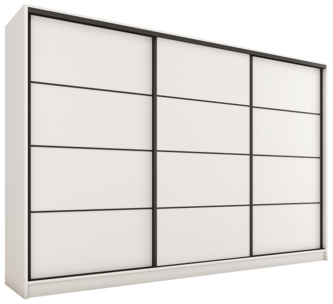 Szafa przesuwna z szufladami 280 cm biała LOFT