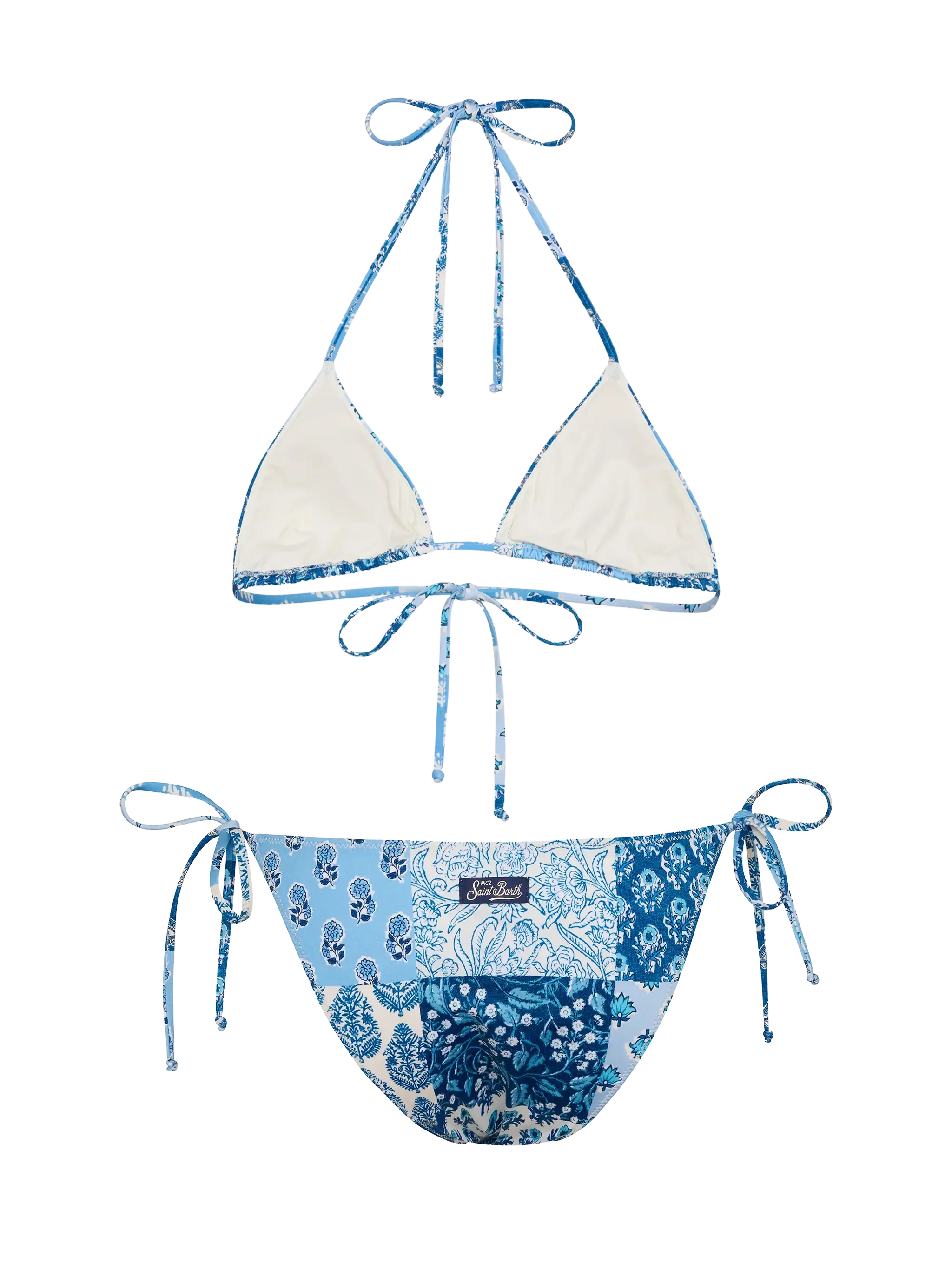 Leah Virgo driehoekbikini met bloemenprint.