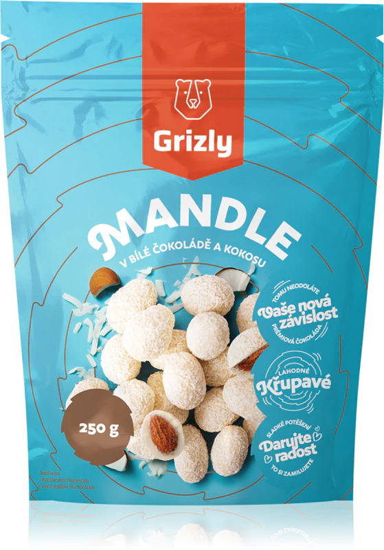 Amêndoas Grizly com Chocolate Branco e Nozes com Chocolate Sabor Coco