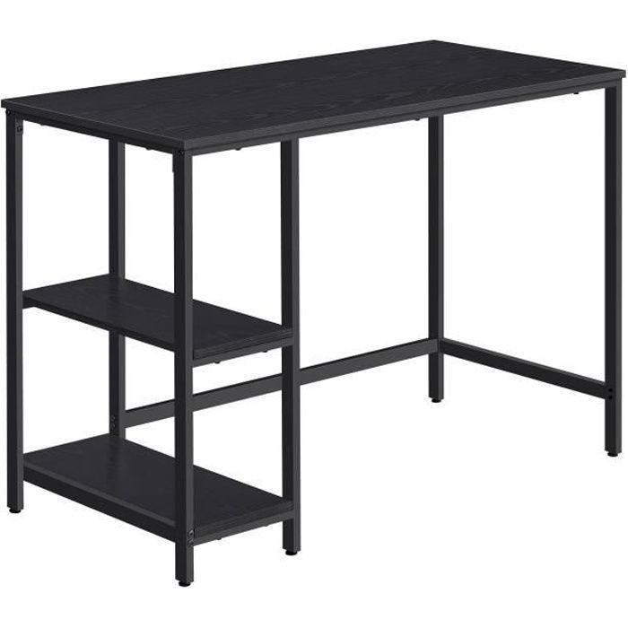 Bureau avec Rangement - VASAGLE - Style Industriel - Noir Boisé - 2 Étagères Réversibles