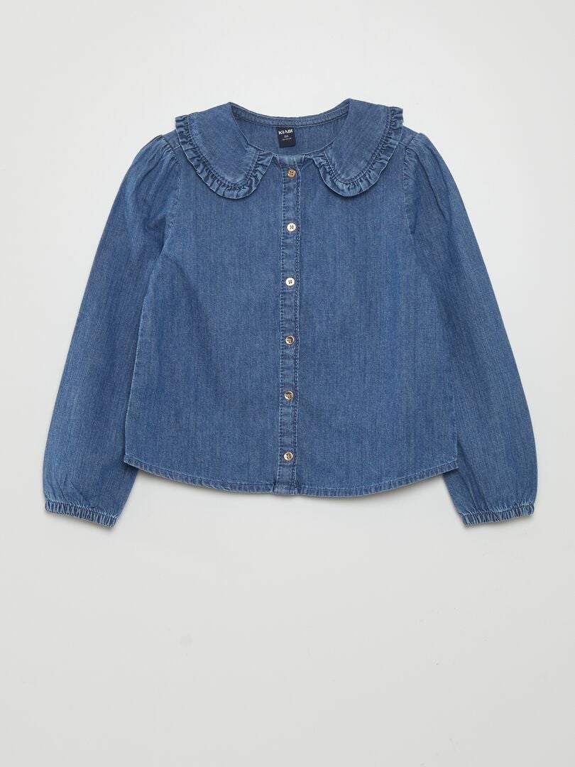 Blusa com gola Claudine - AZUL