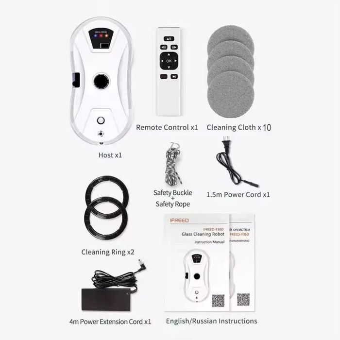 Robot lavavetri da 5600 Pa, robot lavavetri con spruzzatore, con telecomando e 10 panni