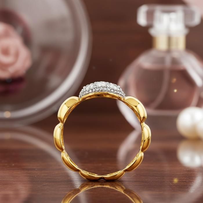 Bague Femme en Plaqué Or 18K – Anneau Élégant Serti d'Oxydes de Zirconium Étincelants –Idée Cadeau Romantique, Anniversaire, Noël