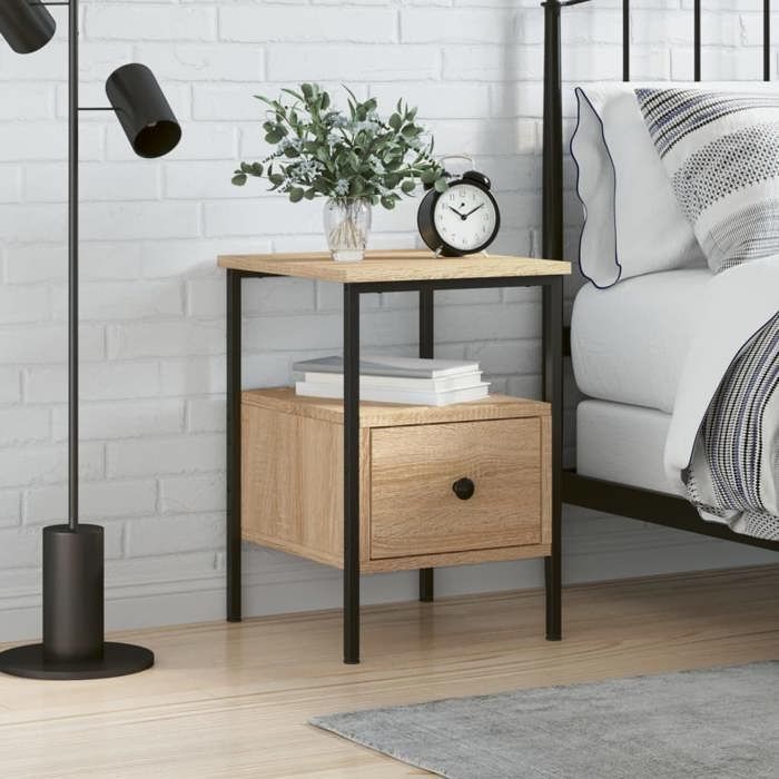vidaXL Sonoma Oak Bedside Table 34x36x50 cm Engineered Wood 826045