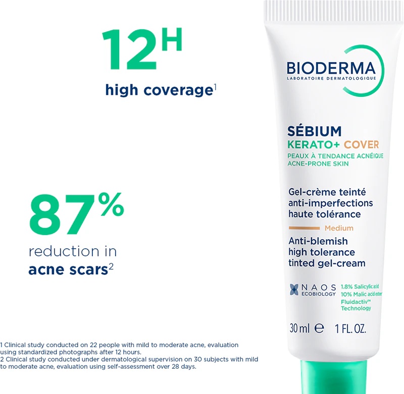 Bioderma Sébium Kerato+ Cover матирајућа тонирајућа крема против несавршености коже склоне акнама