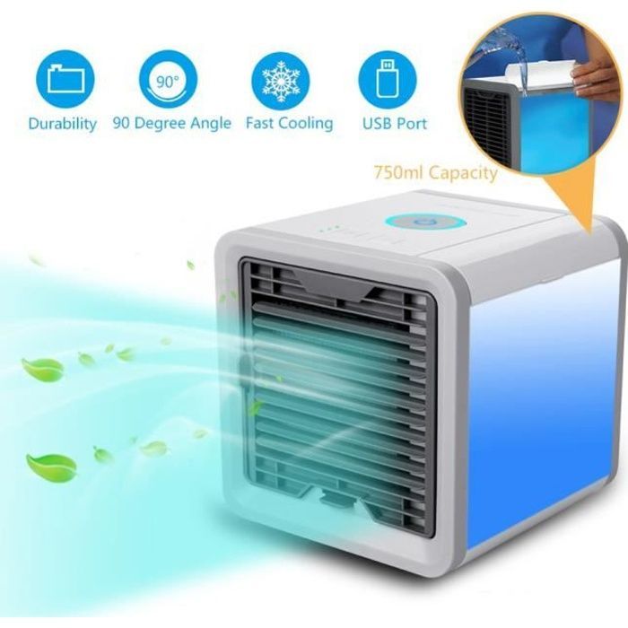 Mini ventilador de aire acondicionado portátil - Marca - Modelo - Compacto y potente - Bajo consumo - Blanco
