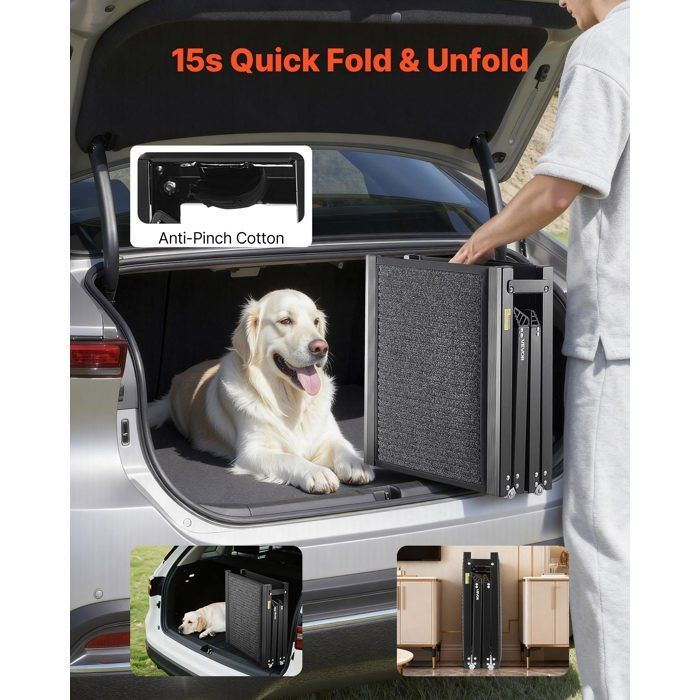 Rampa para perros VEVOR - 180 x 43,2 cm - Rampa de acceso plegable para coches, apta para perros medianos y grandes (hasta 113 kg).