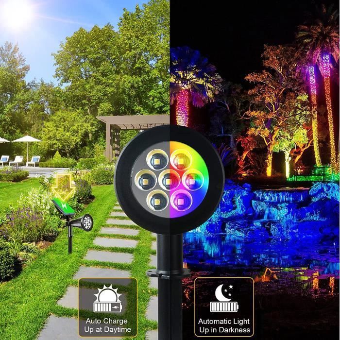 Lampe Solaire Extérieur Couleur Spot Solaire Extérieur Couleur Jardin Avec 7 Couleurs Projecteur Couleur Solaire De REFLECTEUR