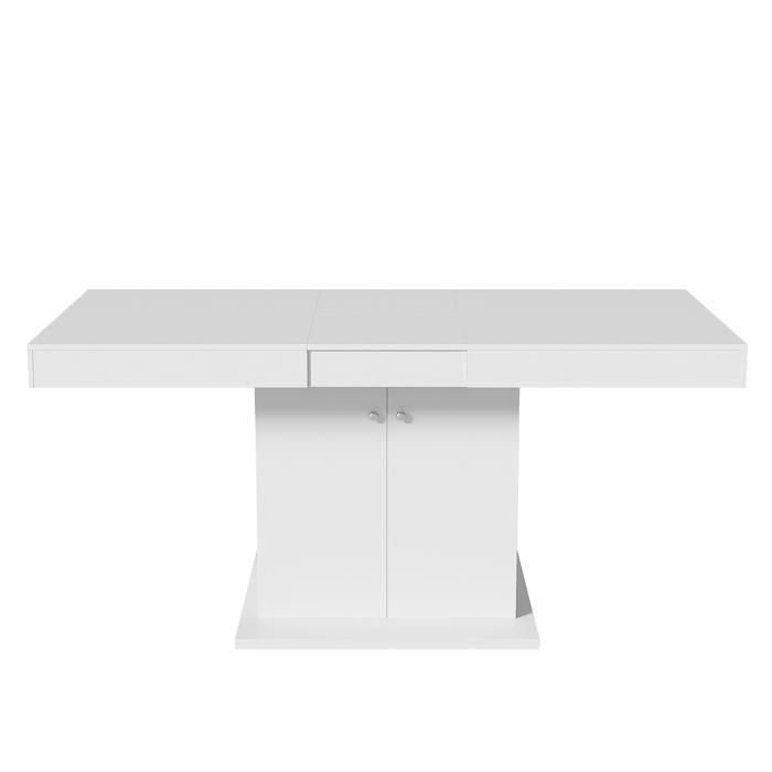 Mesa de comedor extensible - Blanca - 140/180x80x76cm - 8 plazas - Diseño moderno