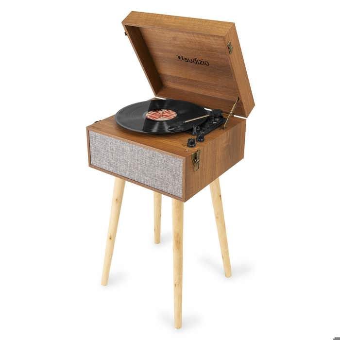 Mueble para tocadiscos Audizio Fremont - Bluetooth, diseño retro con patas extraíbles, altavoces estéreo