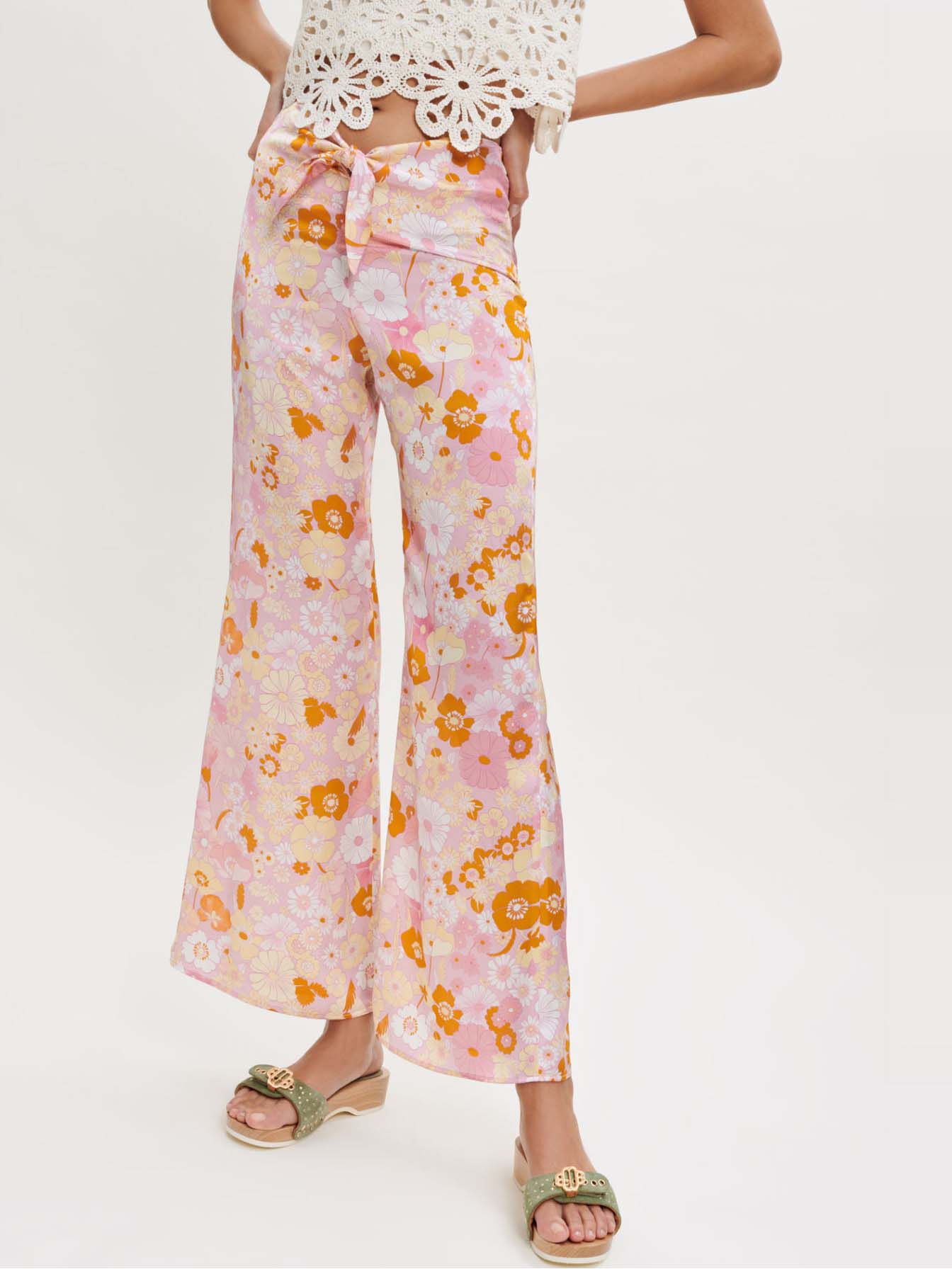 Pantaloni lejeri cu imprimeu Flower Power - Flower power rose