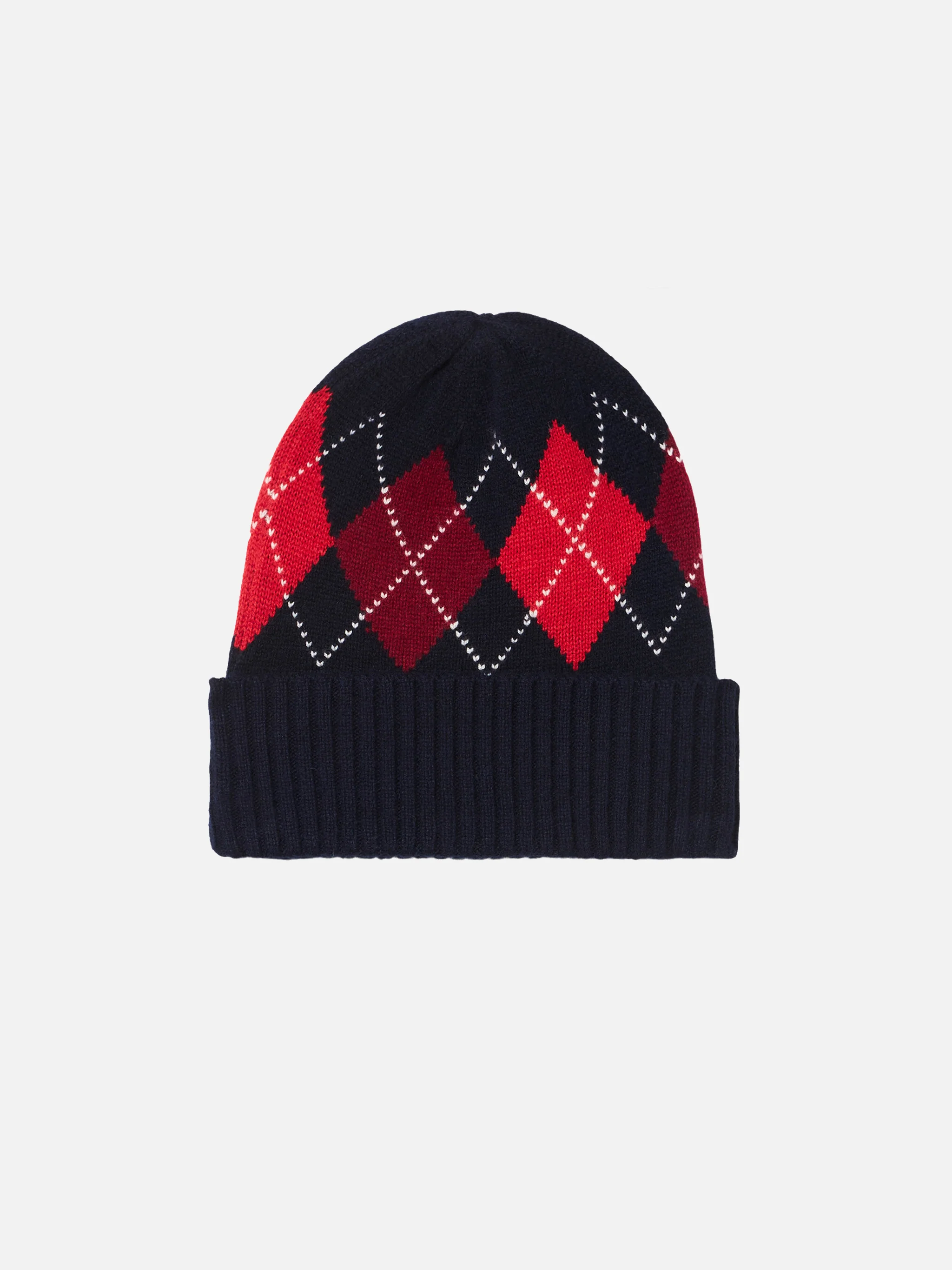 Blauwe herenmuts met argyleprint