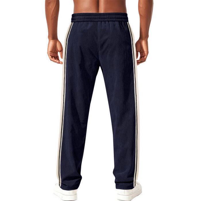 Men's Plus Size Jogging Pants, Men's Breathable Corduroy Sports Pants for Running and Fitness, with Pockets - Navy Blue