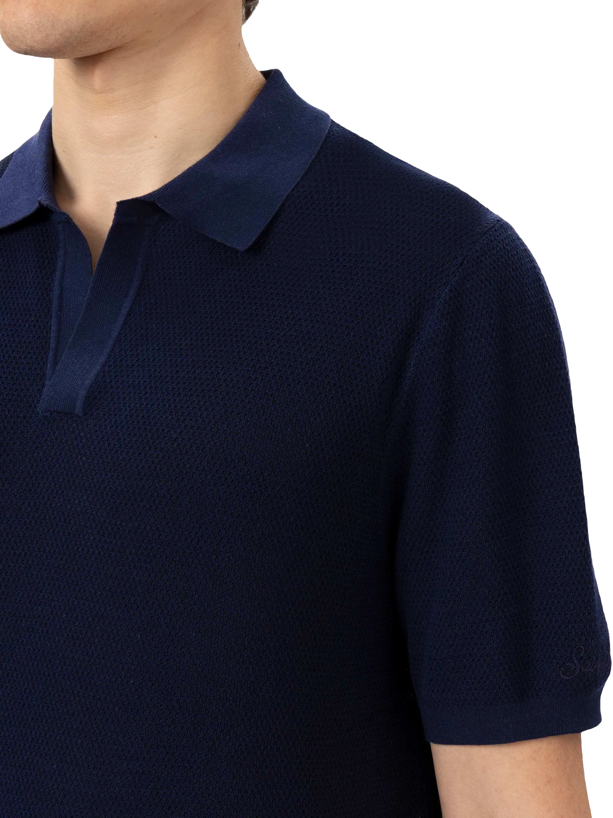 Sloan poloshirt zonder knoopjes in marineblauw mesh