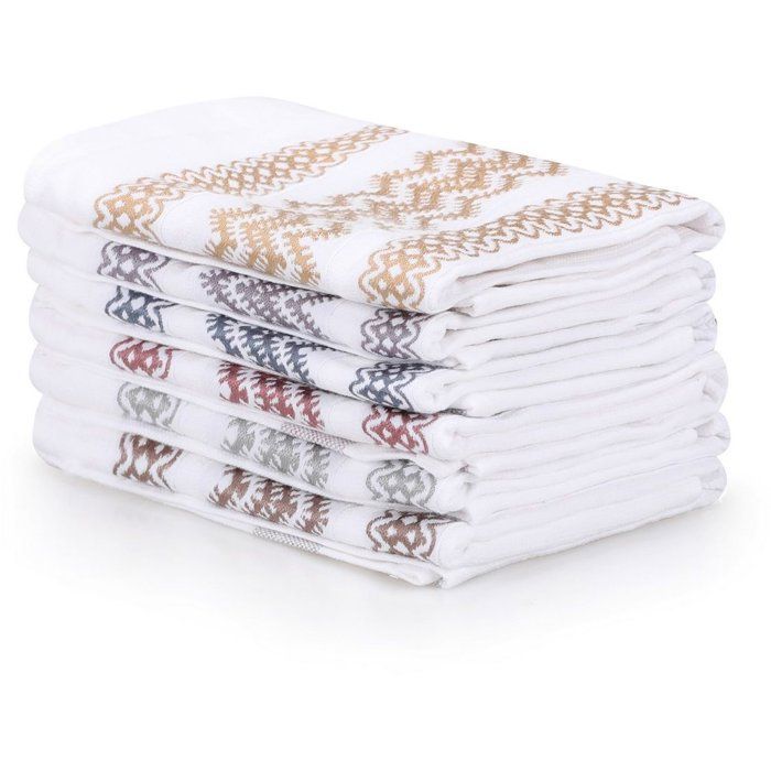 Set med 6 badhanddukar - 40 x 60 cm - Vit, Brun, Gul, Blå, Lila, Grå