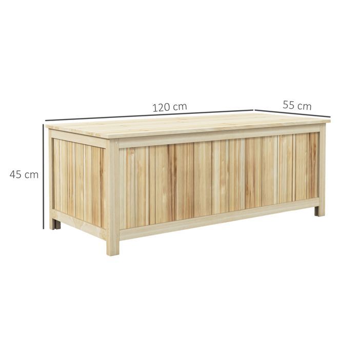 Outsunny - Baúl de almacenamiento - Madera de abeto - 120x55x45cm - Madera natural