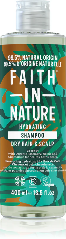 Shampoo hidratante de coco Faith In Nature para cabelos normais a secos
